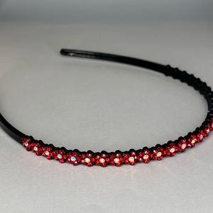 Red Flower Rhinestone Head Band